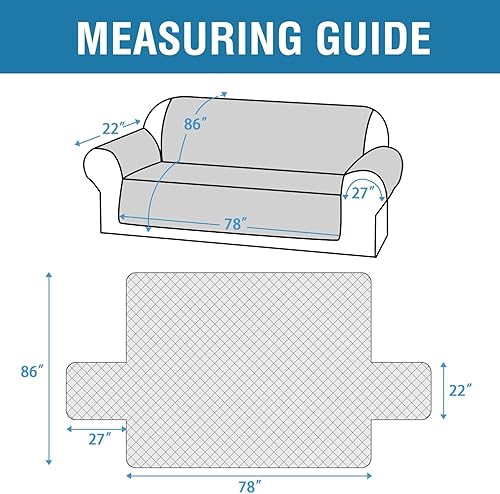 Miniatura 2 de H.VERSAILTEX Funda de sofá 100% impermeable con correas elásticas, protector de muebles para mascotas, niños, perros, gatos (sofá de gran tamaño,