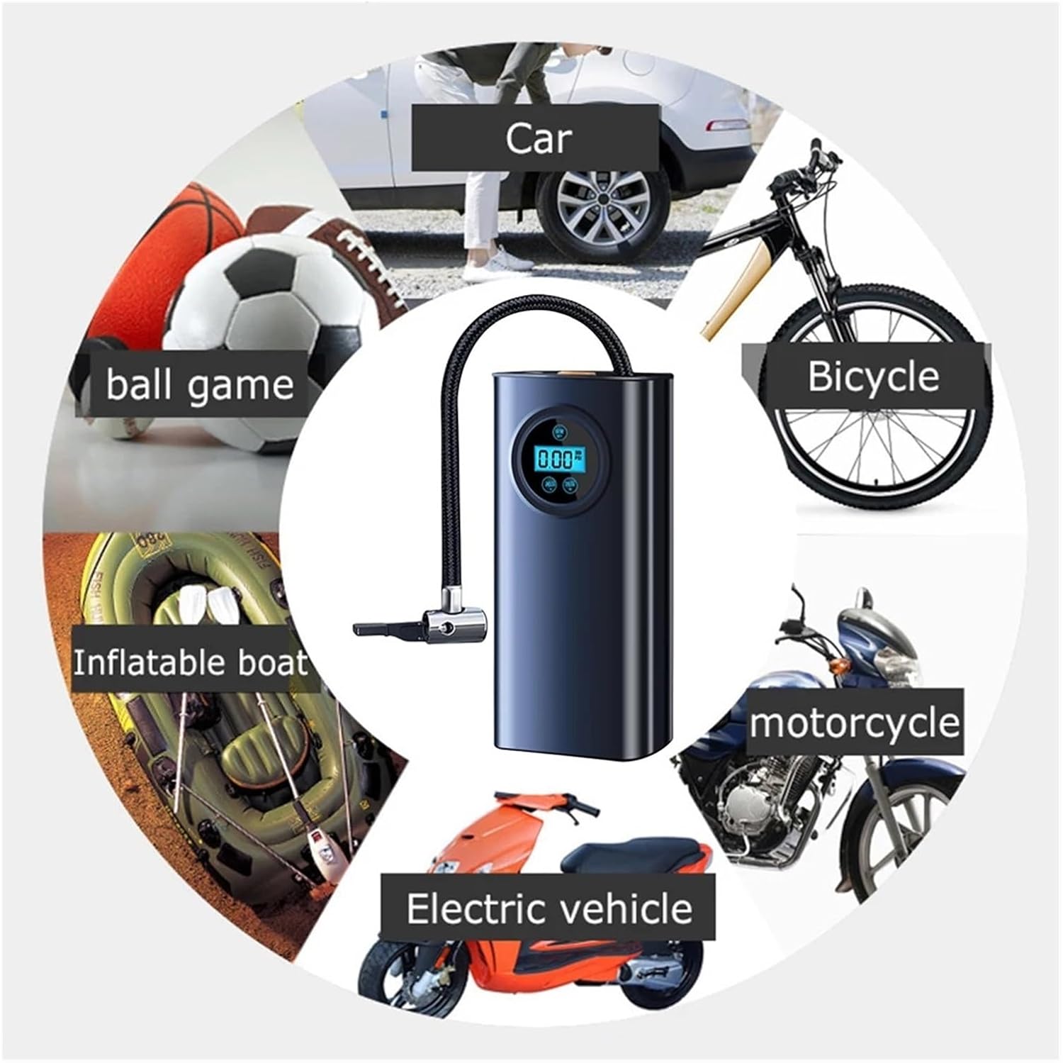 電動エアコンプレッサー充電式高精度車のタイヤインフレーターLCDディスプレイポータブルエアポンプ 使いやすい