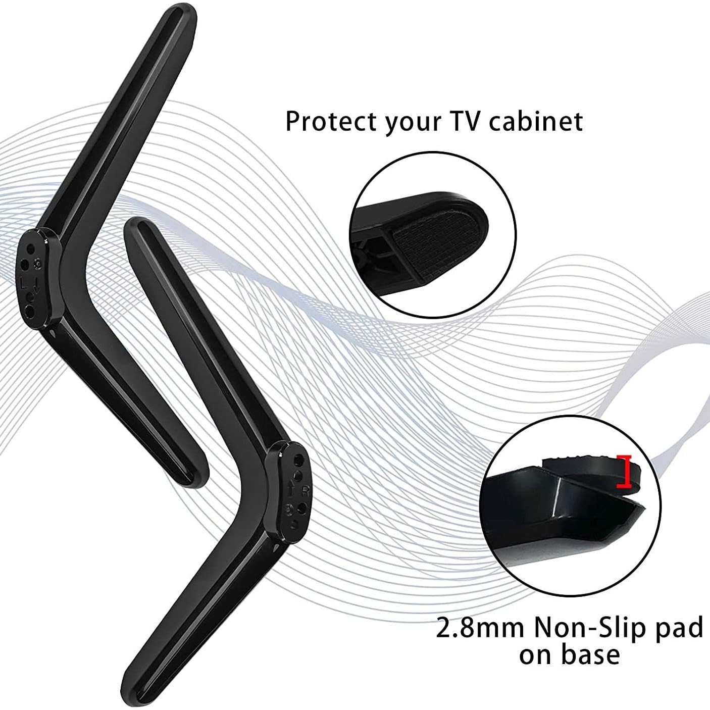 YCQYM Pies de Pedestal de Base de Soporte de TV Ajustable para TCL - Soporte de TV Resistente de 2 Piezas para Sala de Estar, Dormitorio, Oficina - Fácil configuración con Todo el Hardware Incluido