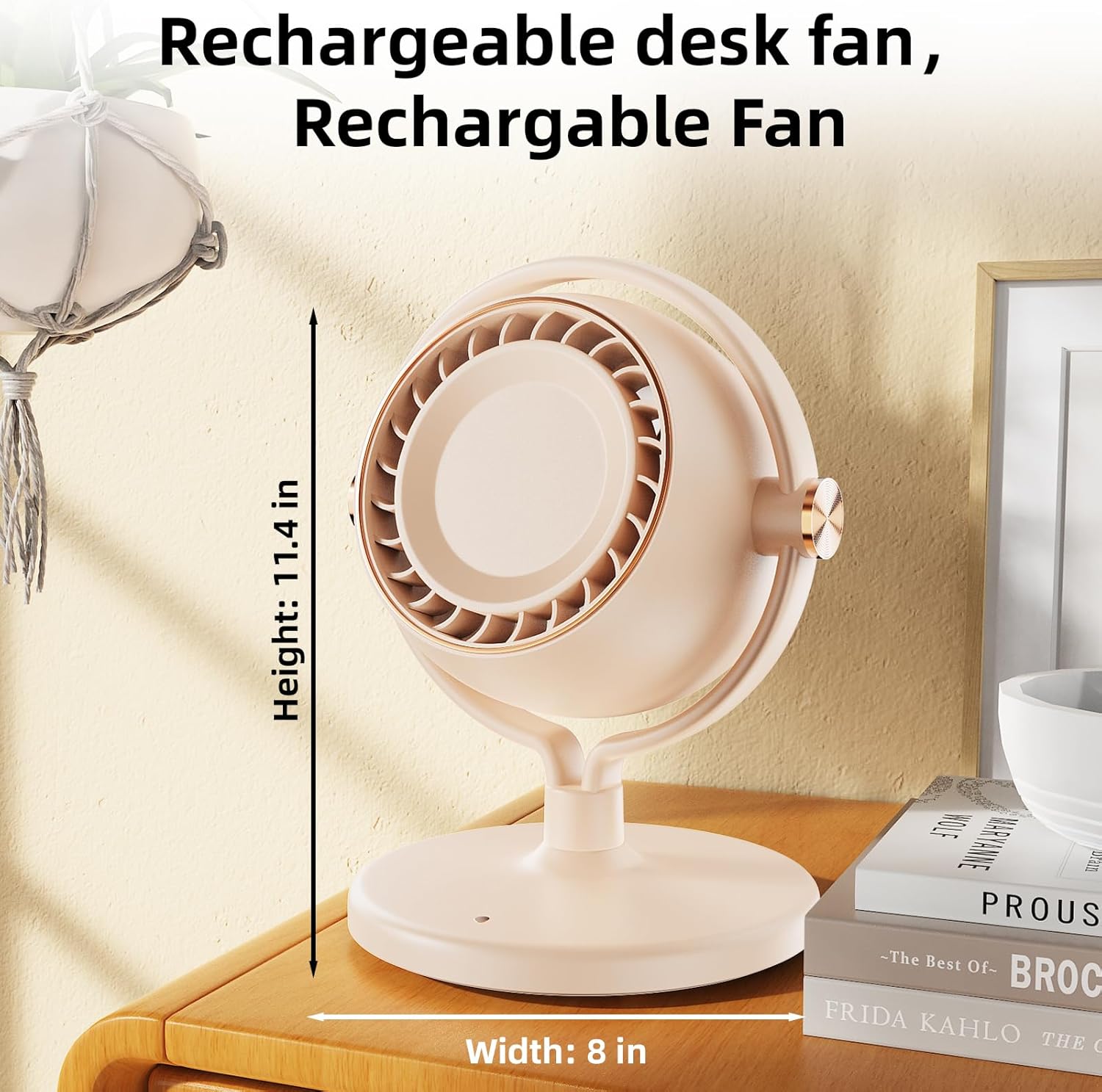 Air Circulator Fan,Desk Fan for Bedroom, Home and Office, Table Fans,Quiet 7.5 Inches, Fan for Bedroom,Rechargeable Portable Desk Fan,3 speeds,Can Be Fine-Tuned up and Down
