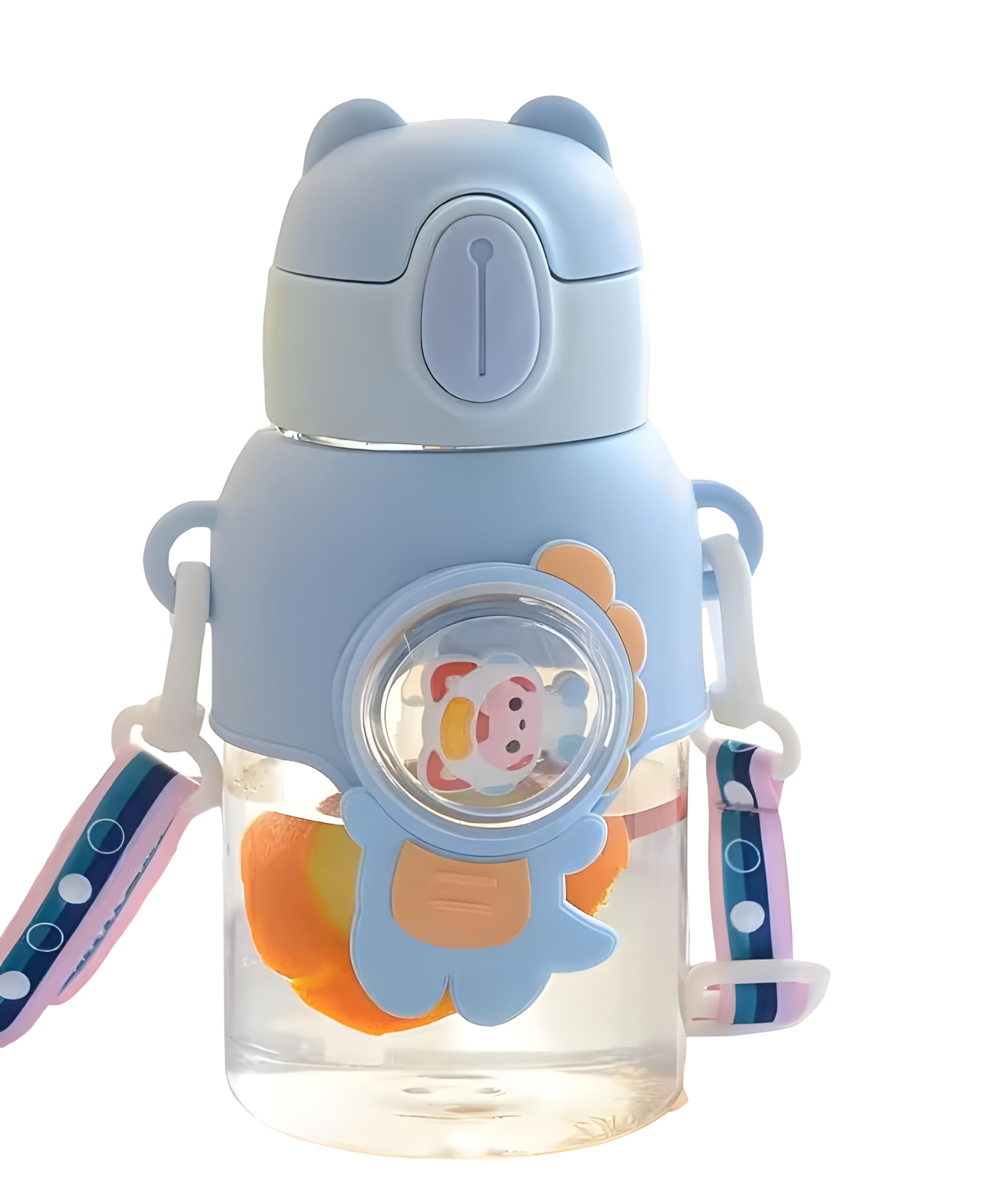 KART24 Cute Design Transparent Sipper Water Bottle, with Adjustable Strap, 600ml (Blue) (B0D2W8GLK6) Amazon Price History, Amazon Price Tracker