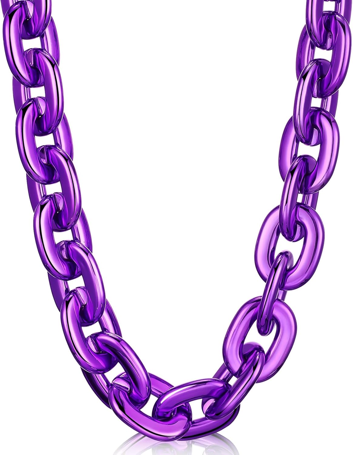 Remuuly Plastic Chain Necklace Chunky Big Fake Necklace Hip Hop Rapper Giant Turnover Chain Costume for Halloween