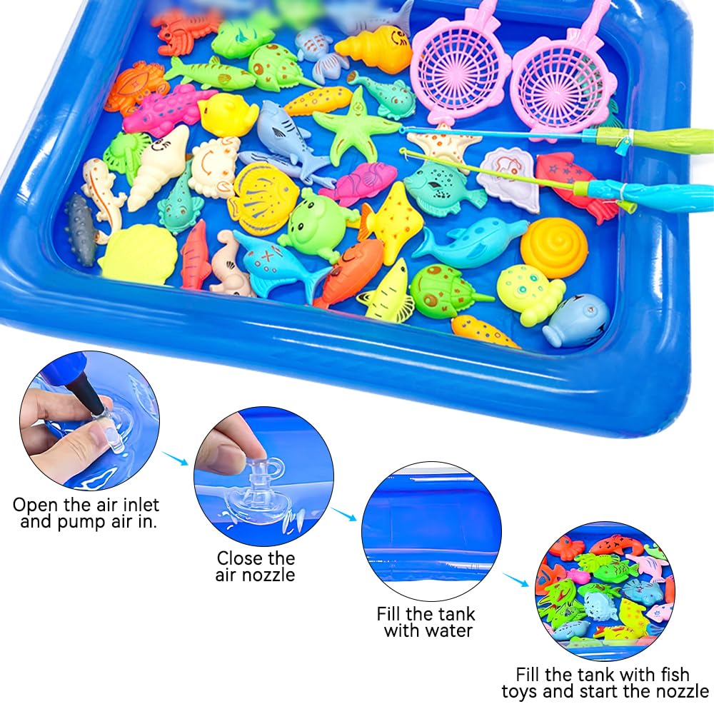Ulikey pesca pesciolini gioco magnetico, Gioco Pesca Bambini, Musicale Gioco Pesca Elettrico con 45 Pesciolini e 4 Canna da Pesca, Pesci Giocattolo Educativo Interattivi per Ragazzo Ragazza