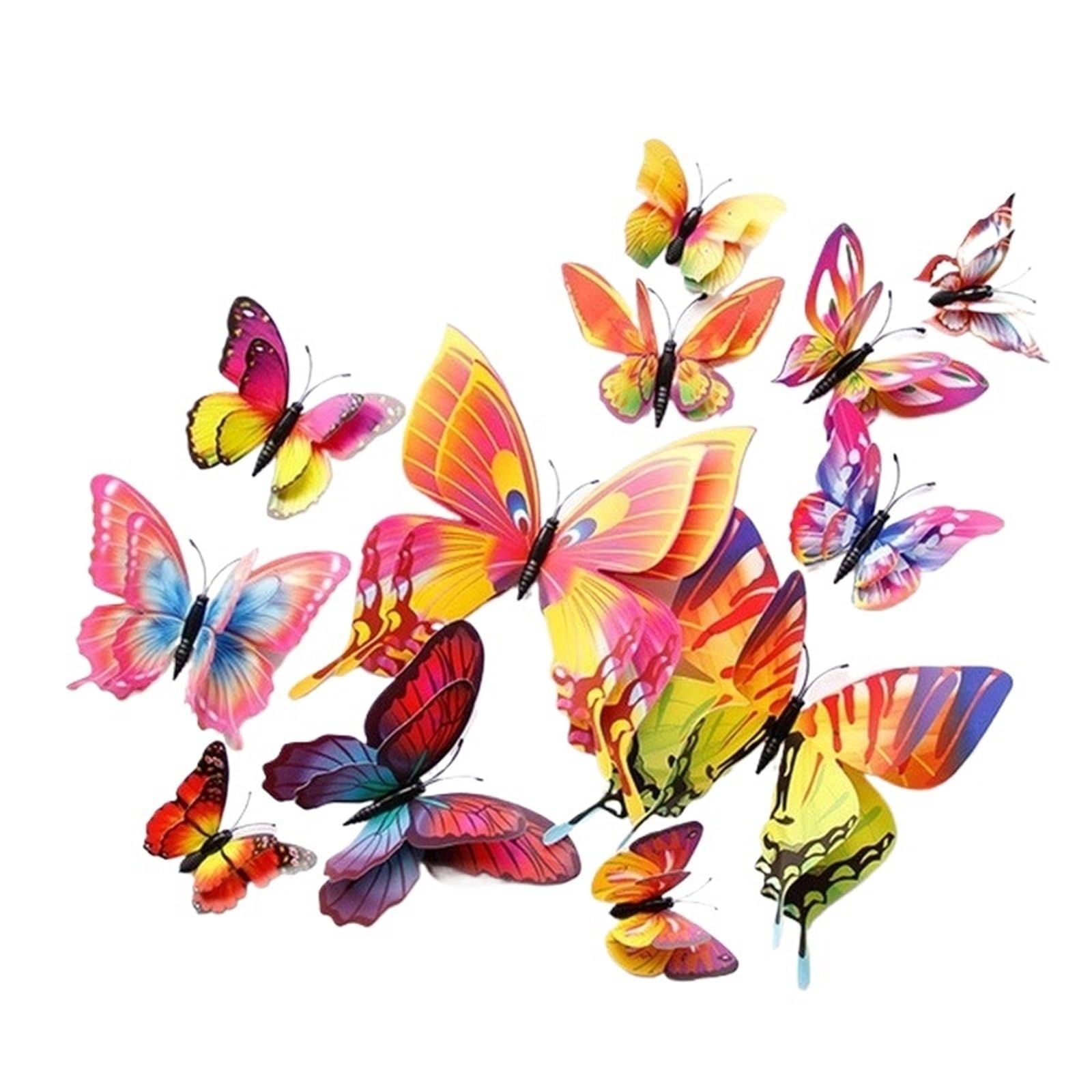 12PCS 3D Double-Layer Simulation Butterfly Wall Sticker Refrigerator Magnet Rooms Kitchen Home Decor(Brown)