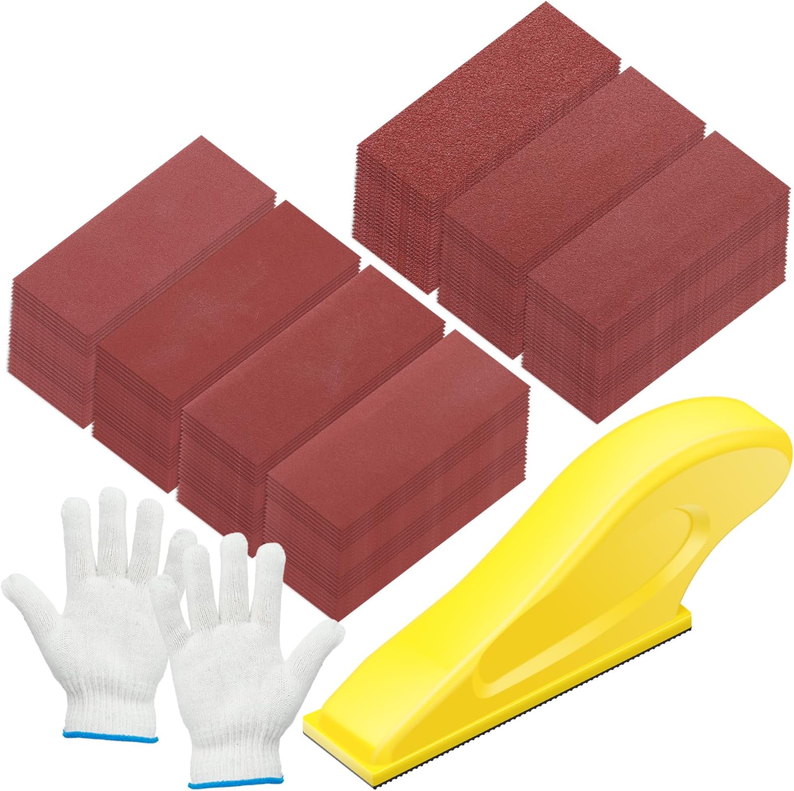 Micro Detail Sander Paper Kit, 3.5"x1" Mini Sand, Hand Sanding Block for Small Projects,140 Pcs Grit 80-600 Wet Dry Hook&Loop Sandpaper for Wood DIY Crafts, Tight Narrow Space Sanding Metal Polishing
