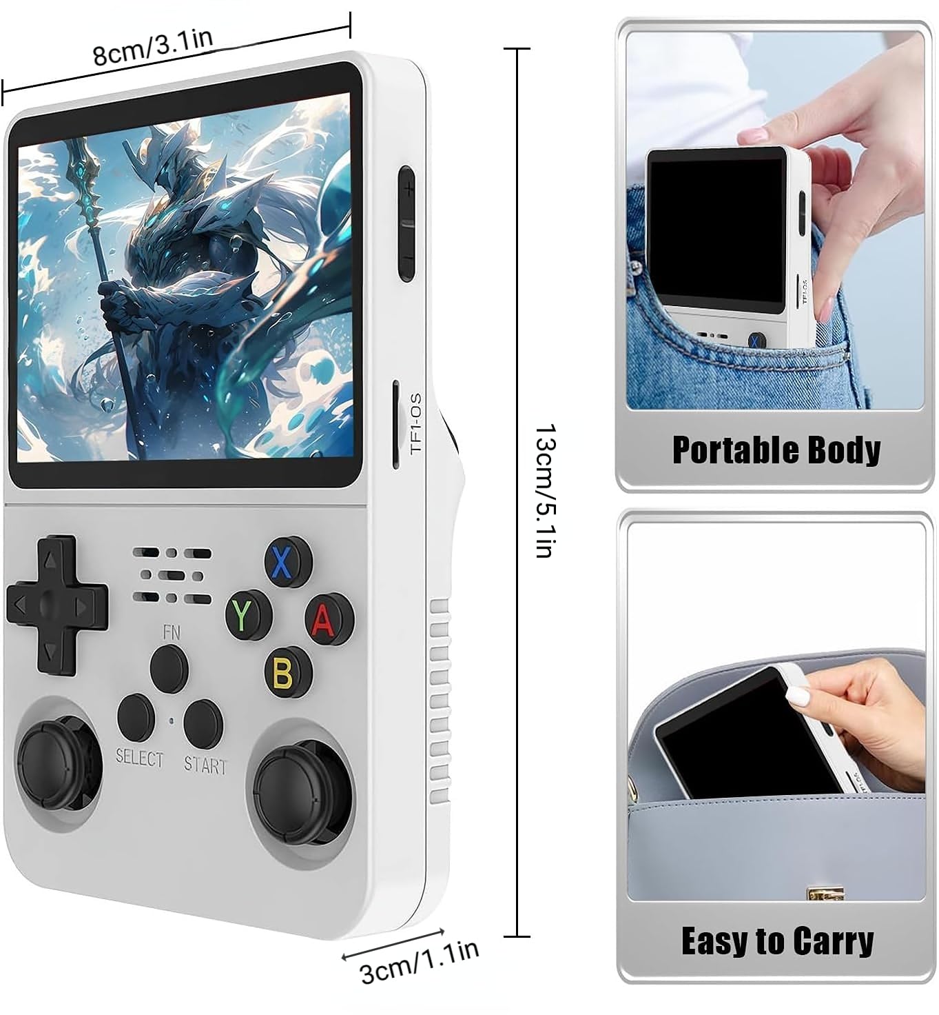 R36S – Console de jeu rétro portable avec écran IPS de 3,5 pouces, batterie 3500mAh, carte TF 128GB, plus de 20 000 jeux, système Linux open source pour adolescents et adultes, rouge