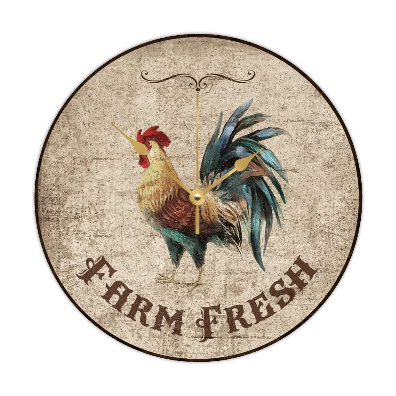 Horloge murale en bois coq de 38 cm pour cuisine rustique
