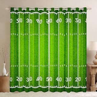 Cortina de satdium de fútbol Americano Verde, Juego de Ventanas Deportivas de Rugby para Dormitorio, Cortinas Opacas de fútbol Americano (30%-50%), tratamientos de Ventana de Campeonato atlético, W52