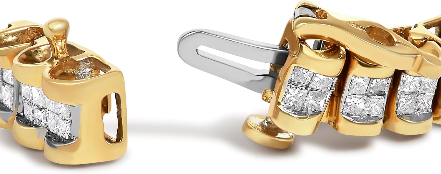 14K White or Yellow Gold 3.0 Cttw Princess Cut Quad Invisible Set Tennis Bracelet (H-I Color, SI1-SI2 Clarity) - 7”