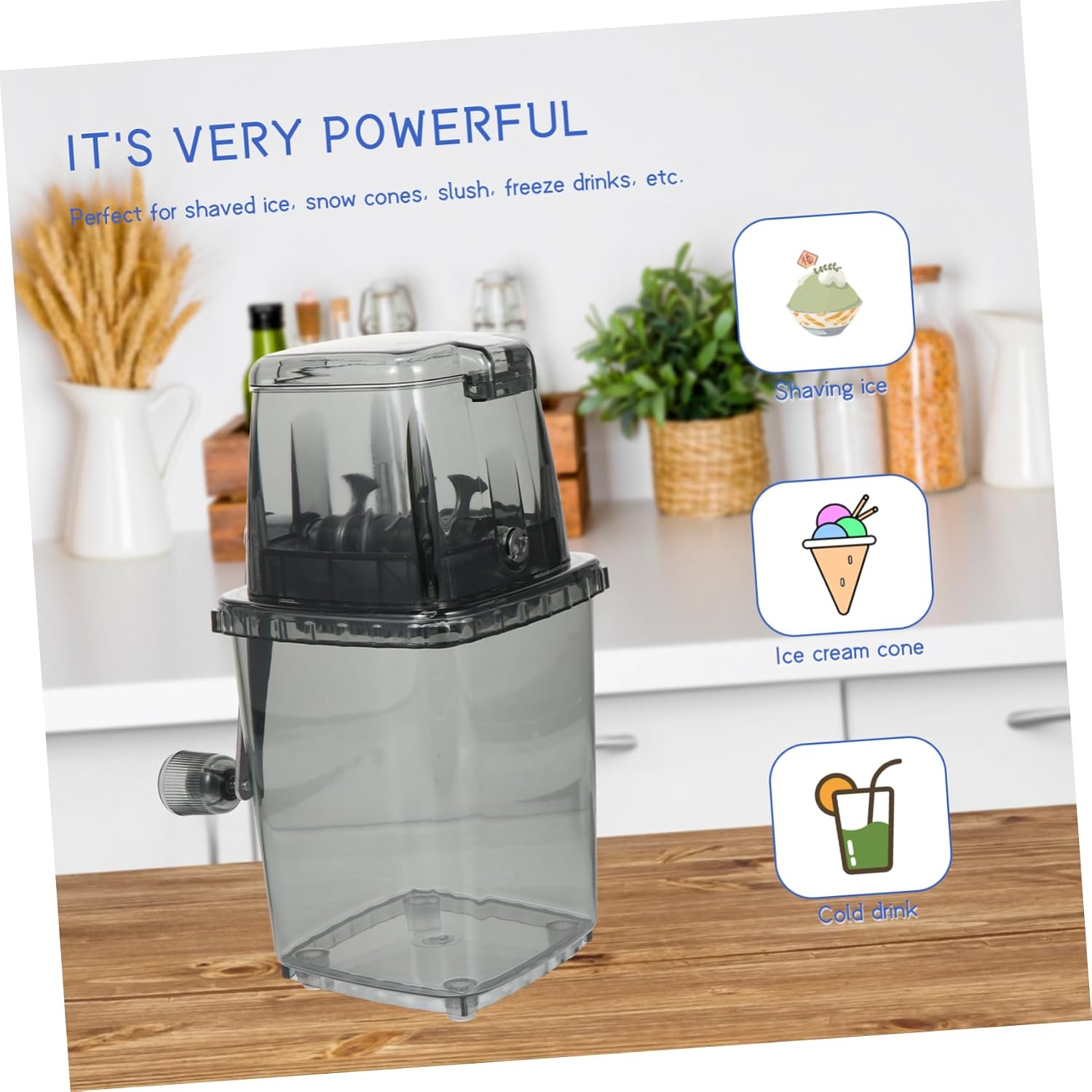 ERINGOGO Manual Hand Crank Ice Crusher Portable Multi-Function Ice Chopper for Home Use Easy to Operate Non-Slip Base and Cocktails
