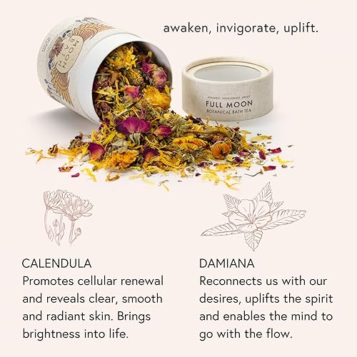 Miniatura 3 de Moon Bath Té de baño botánico  baño ayurvédico de hierbas de luna llena para energía y sensualidad con rosa, caléndula y jengibre para 2 baños