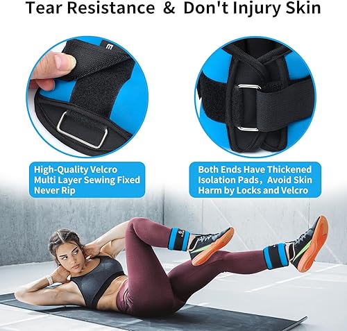 Miniatura 5 de Ankle Weights for Women & Men - 0.5lb/1lb/2lb/3lb Pairs for Walking, Running, Yoga, Fitness - Premium Ice Silk Fabric - Comfortable, Durable & Tear