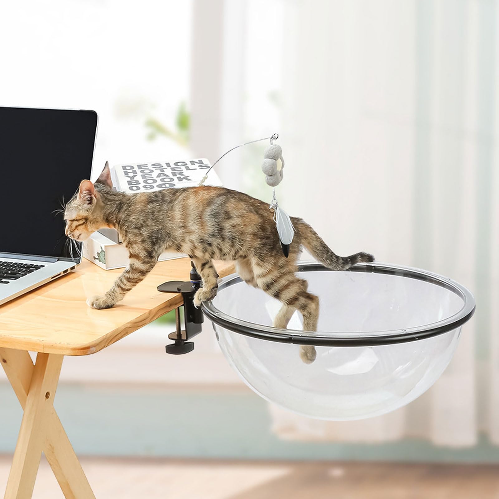 Tnfeeon para Diseño Hundido Ahorro de Espacio Semicircular Varios Escritorios Accesorio de Escritorio Árbol de Reemplazo Perca de Observación Oficina Trabajo Hogar Gato Felino Escritorio Cama Hamaca