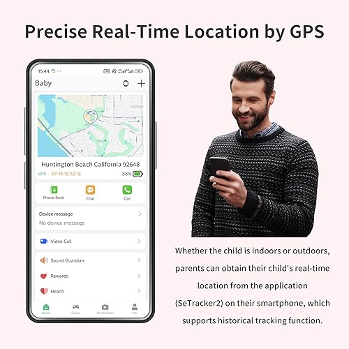 Miniatura 4 de Relojes inteligentes 4G para niñas con rastreador GPS y llamada telefónica, reloj GPS para niños de 5 a 12 años con llamadas SOS, videollamada HD,
