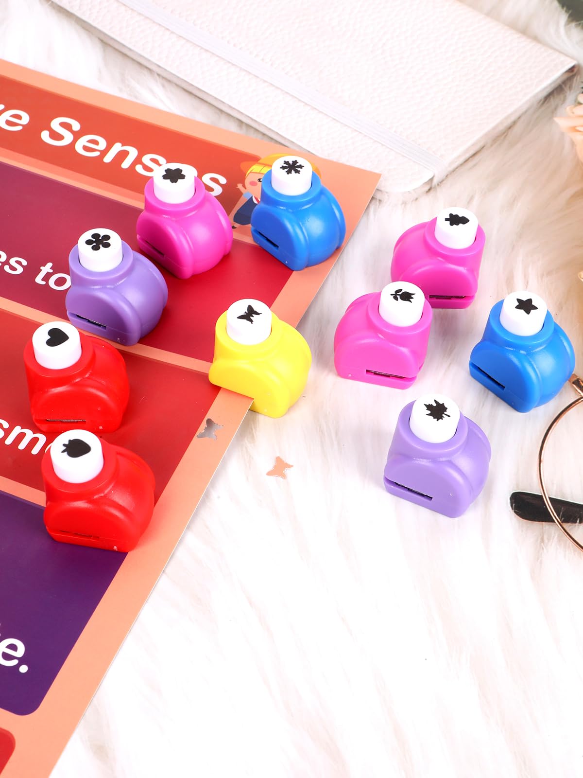 10 Pcs Craft Hole Punch Shapes Set, Scrapbook Paper Punch, Single Crafting Scrapbook Punches, Different Crafting Shape Designs Star, Rose, Leaf, Tree, Heart etc, Great for Crafting & Fun Projects