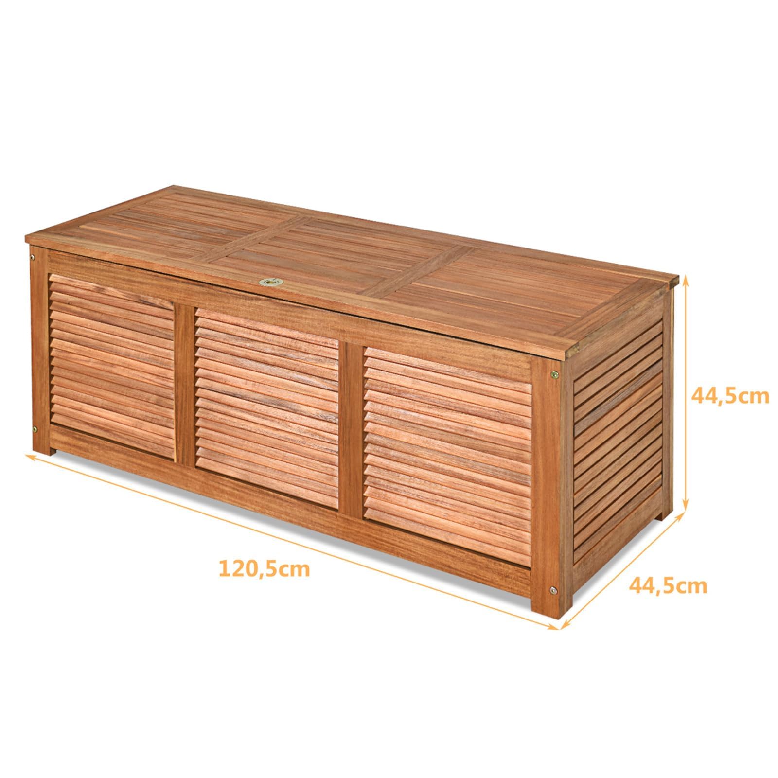 RELAX4LIFE Cassapanca in Legno di Acacia Massello, Baule Contenitore 160L per Interno/Esterno con Coperchio Ribaltabile, Design a Doghe Traspirante (120x45x45 cm-160L)