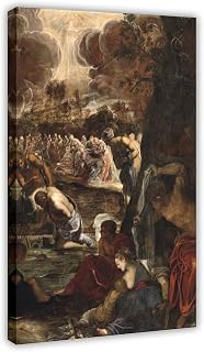 The Baptism of Christ by Domenico Robusti Tintoretto Perfect For Living Room Bedroom Or Home Office Home Office Artwork Vintage Design Art Wall Art Decor 08x12inch(20x30cm) Frame-style