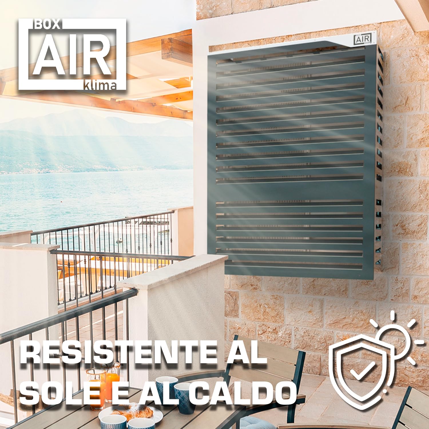 Big Blade XXL Antracite – Copri Climatizzatore Esterno in Alluminio Composito e Telaio INOX 316, Installazione a Parete, 135×112×68 cm – Copertura Unità di Grandi Dimensioni