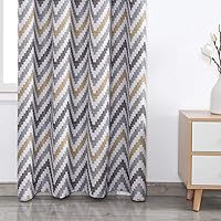 Vista 9 de Autumn Dream Cortinas opacas con ojales en la parte superior de Chevron Bohemia para sala de estar, 52 x 63 pulgadas, amarillo, 1 panel