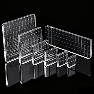 7Pcs Acrylic Stamp Block Assorted Sizes Acrylic Blocks for Stamping with Grid Lines for Scrapbooking Crafts Card Making(Square)