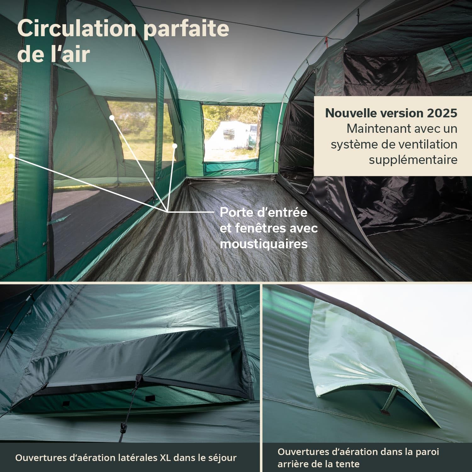 Skandika Tente tunnel Kaupanga | Tente de camping pour 6 personnes, sol de tente cousu, imperméable, colonne d'eau de 3000 mm, cabine de couchage sombre, tente familiale | Tente pour extérieur,