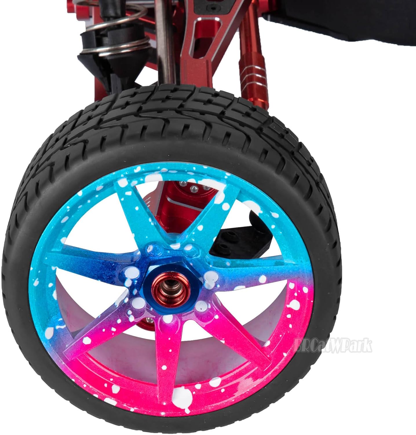 RC Highway Tires Wheel for 1/7 Infraction 6S BLX/Limitless,1/8 Typhon 6s BLX,7 Spokes Wheel Rim & Rubber Highway Tires RC Drift Tires,Blue Pink