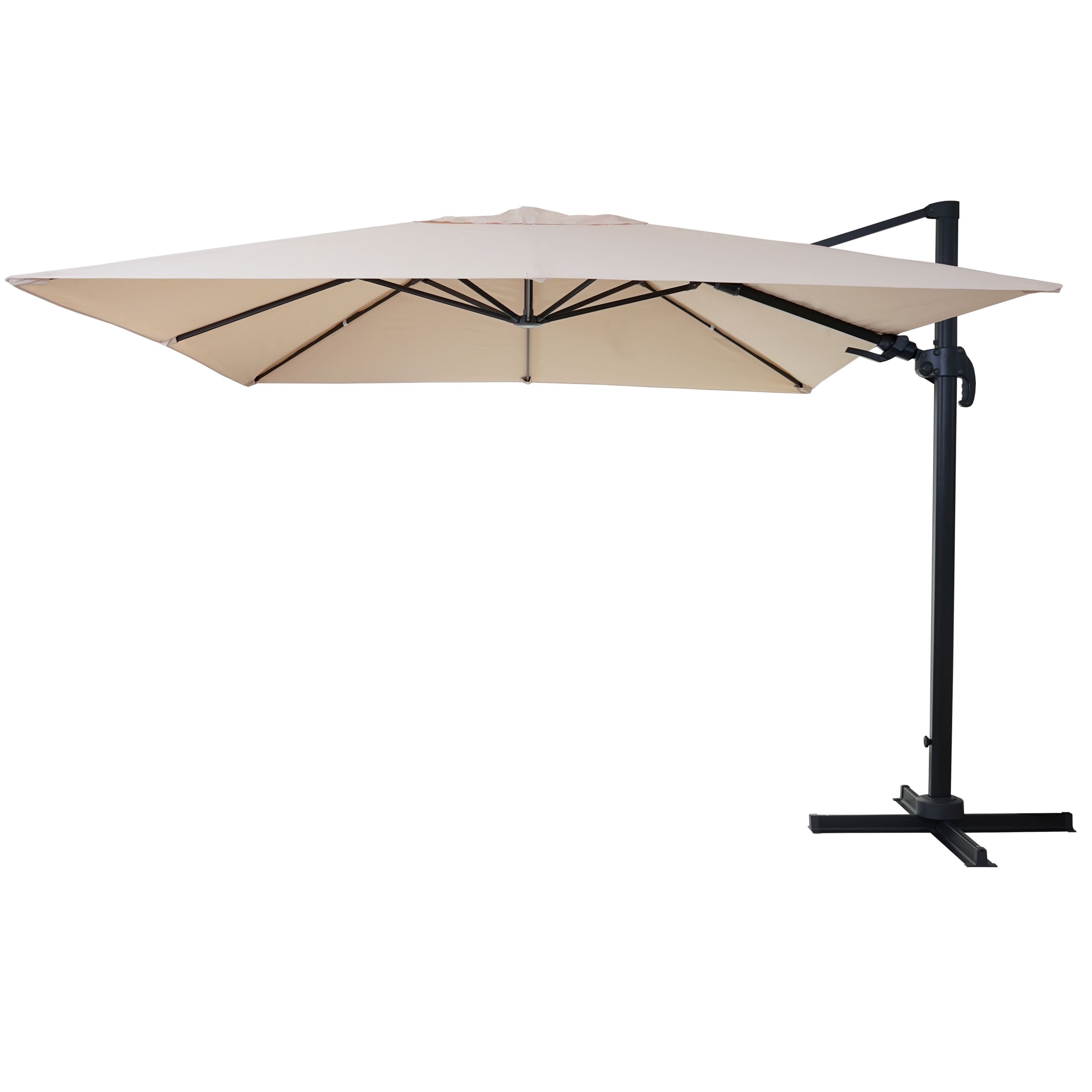 Ombrellone parasole HWC-A96 3x4m alluminio avorio girevole senza base