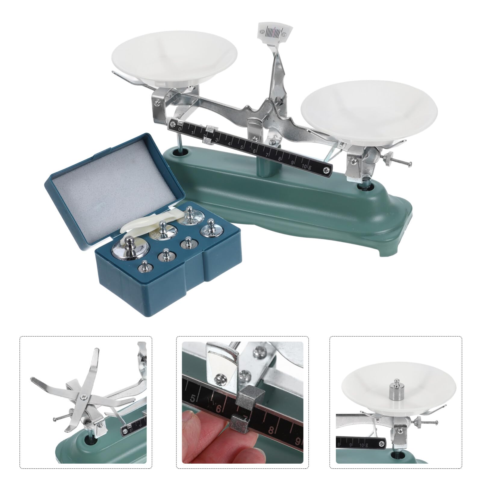 OUNONA Balance à Triple Fléau Portable pour Salle de Classe et Laboratoire avec Poids Inclus Outil de Mesure Scientifique