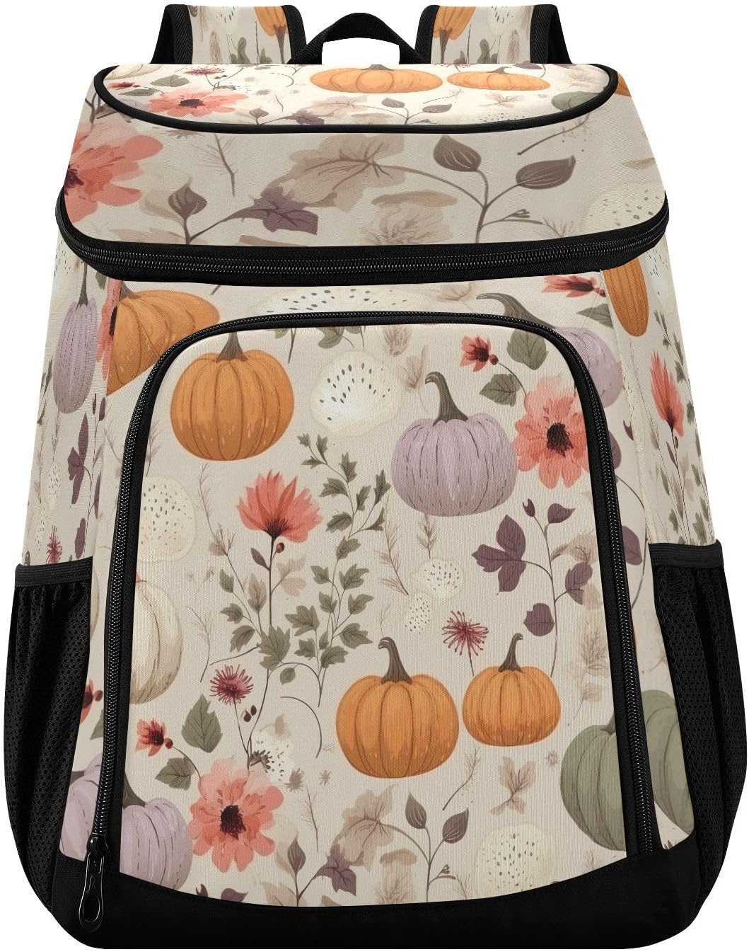 Autumn Pumpkins Pattern Cooler Backpack 36 Cans Leakproof Waterproof Backpack Cooler Bag Beach Accessories Travel Camping Fishing Backpack for Women Men