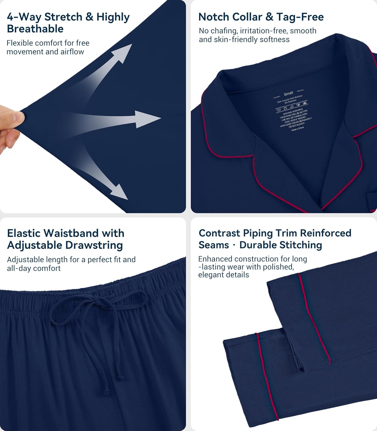 WiWi Viscose from Bamboo Women's Pajamas Set Super Soft Button Down Top and Pants Sleepwear Cooling Pjs S-3X - Image 4