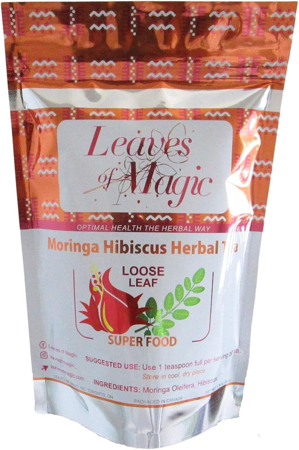 Moringa Hibiscus Tea-Loose Leaf-Organic African Superfood Tea-100% Pure Healthy Tea- Natural Flavors-No Additives-Sugar-Fr...