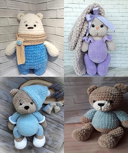 Miniatura 9 de Troyarn Hilo de terciopelo de chenilla para manta de bebé, hilo amigurumi, para tejer y tejer, súper voluminoso, 3.53 oz (132 yardas) (10115 - lila)