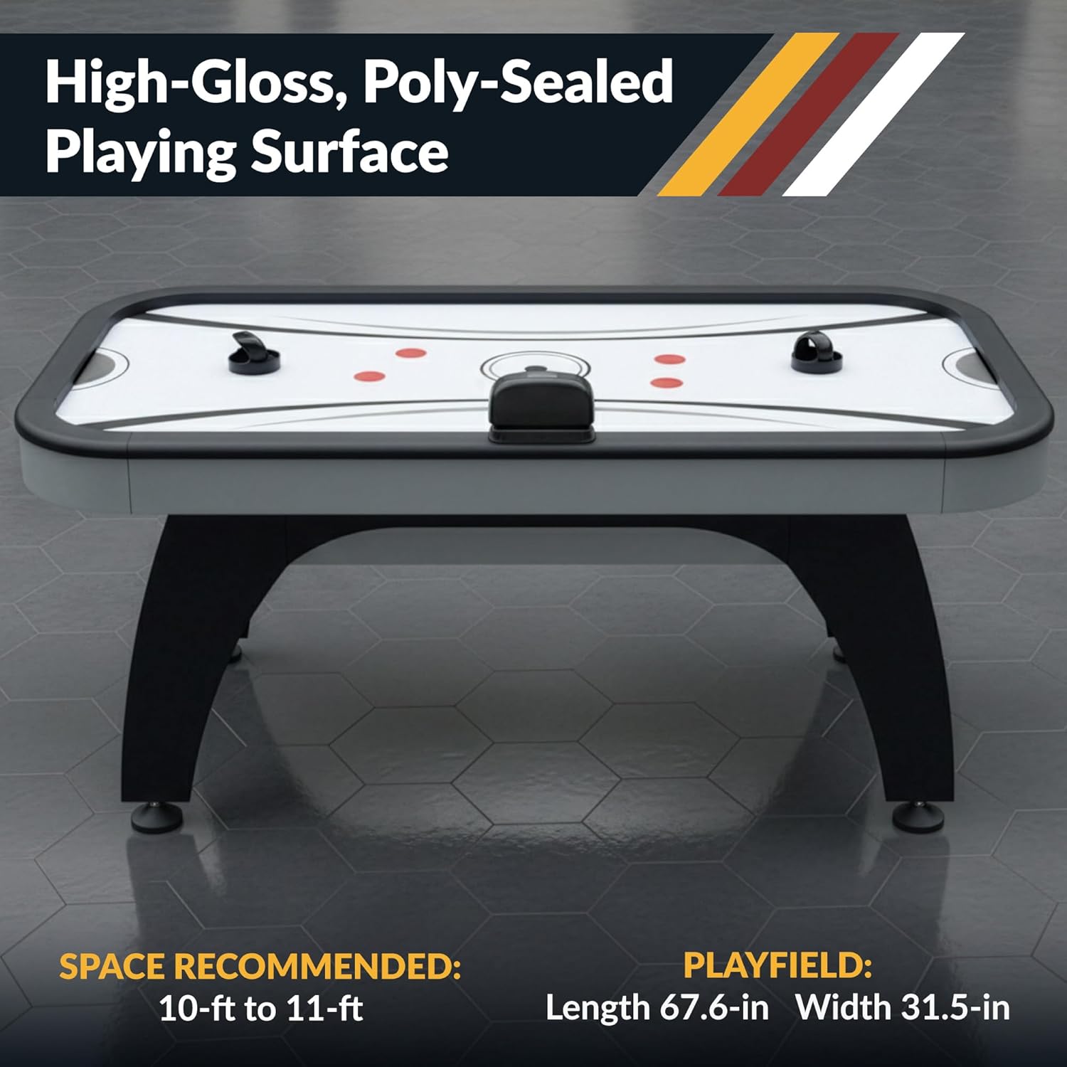 Hathaway Silverstreak 6 Ft Air Hockey Table for Home Game Room - With LED Scoring, High-Output Blower, Scratch-Resistant Surface, Strikers & Pucks - Black Finish