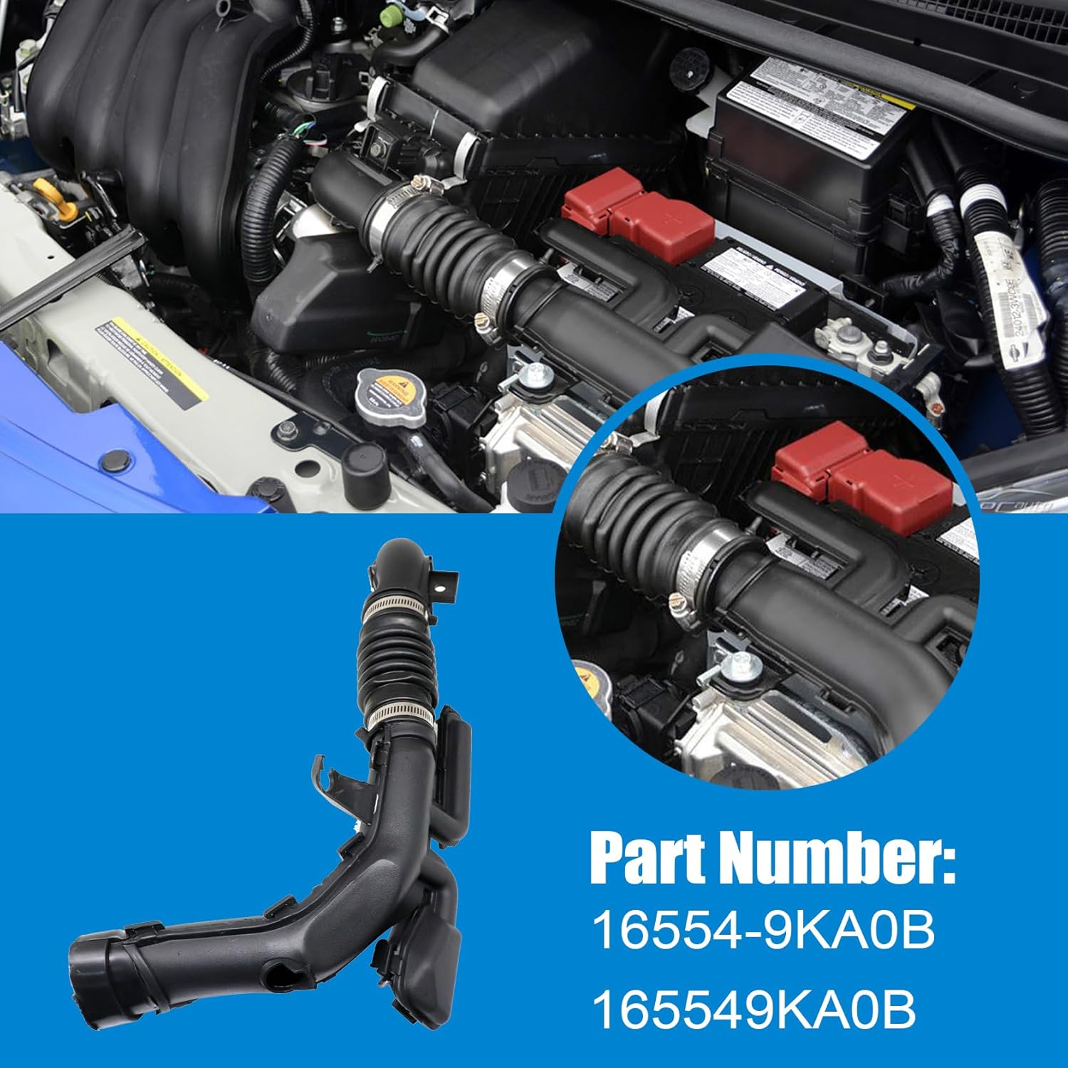 FZJDSD 1PC Air Intake Duct Pipe 165549KA0B Compatible with Nissan Versa/Versa Note 1.6L l4 Gas 2013-2019, Engine Air Cleaner Intake Duct Resonator