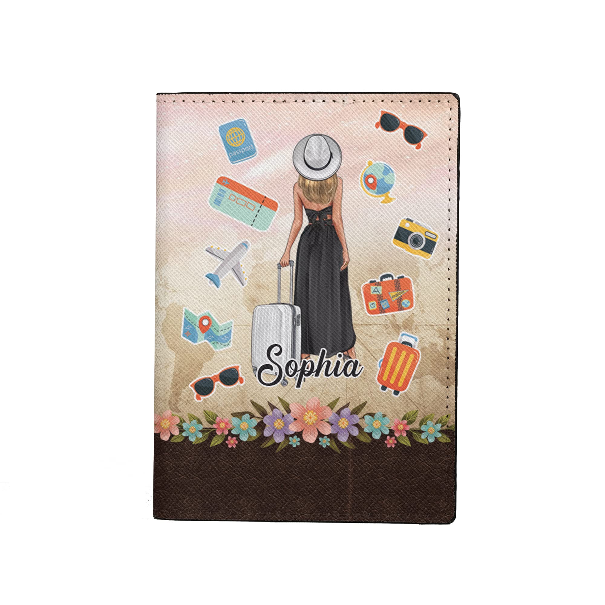 Personalized Name Catch Flights Not Feelings Traveling Leather Passport Wallet Fun Unique Gift for Traveler Custom Travel Accessory Passport Holder