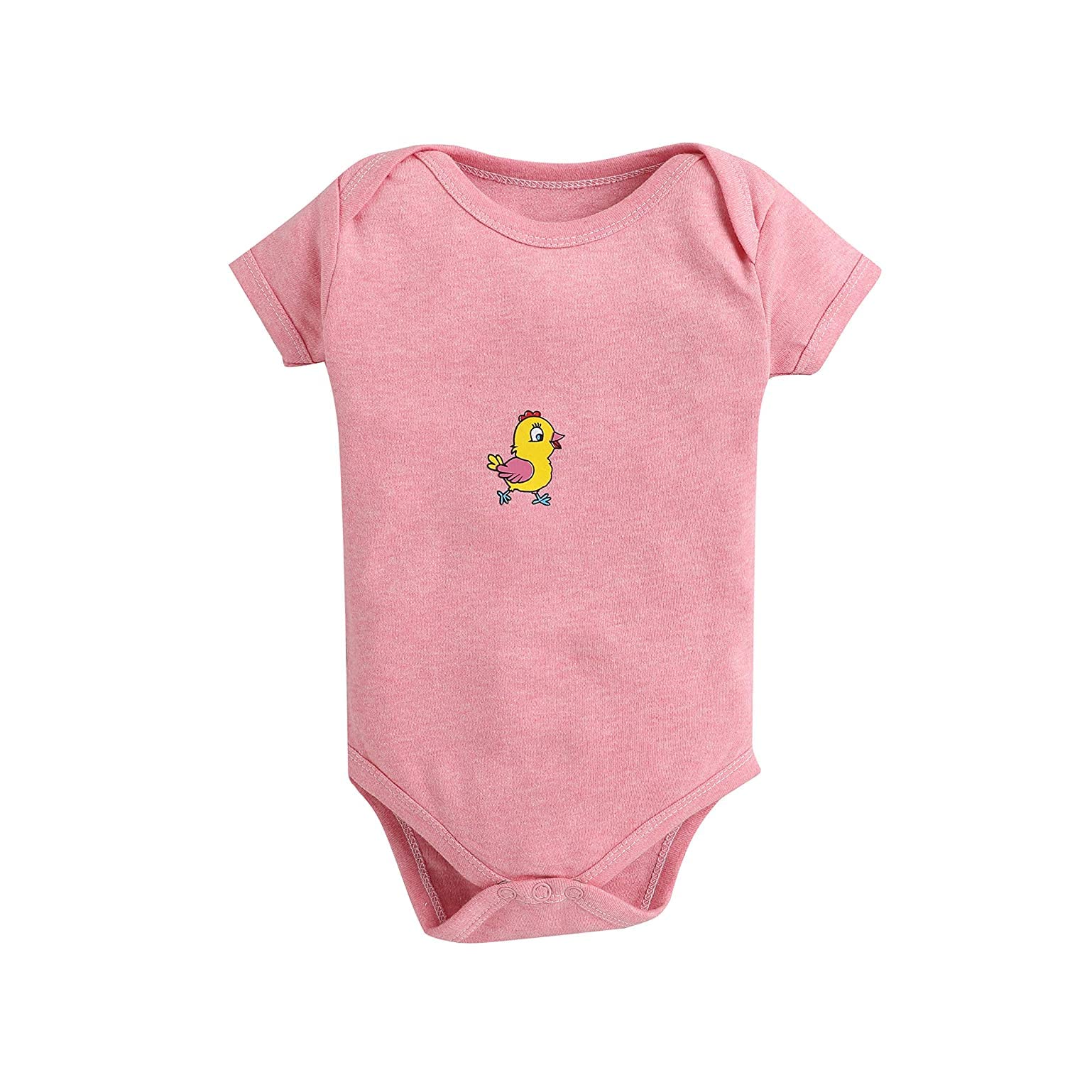 POOJA BABY Boys and Baby Girls Printed Cotton Baby Bodysuits Onesie one Piece Romper t Shirt for New Born Infant Toddlers Baby Dress Clothing Set of 3 (3-6 Months, PINK)