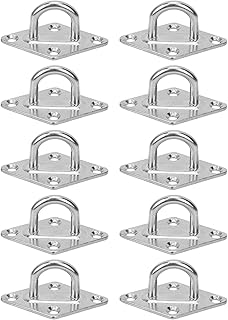 10Pcs M5 Pad Eye Plate, 4 Holes Ceiling Hook Pad Eye Plate Stainless Steel Bearing Hook for Boat Ship