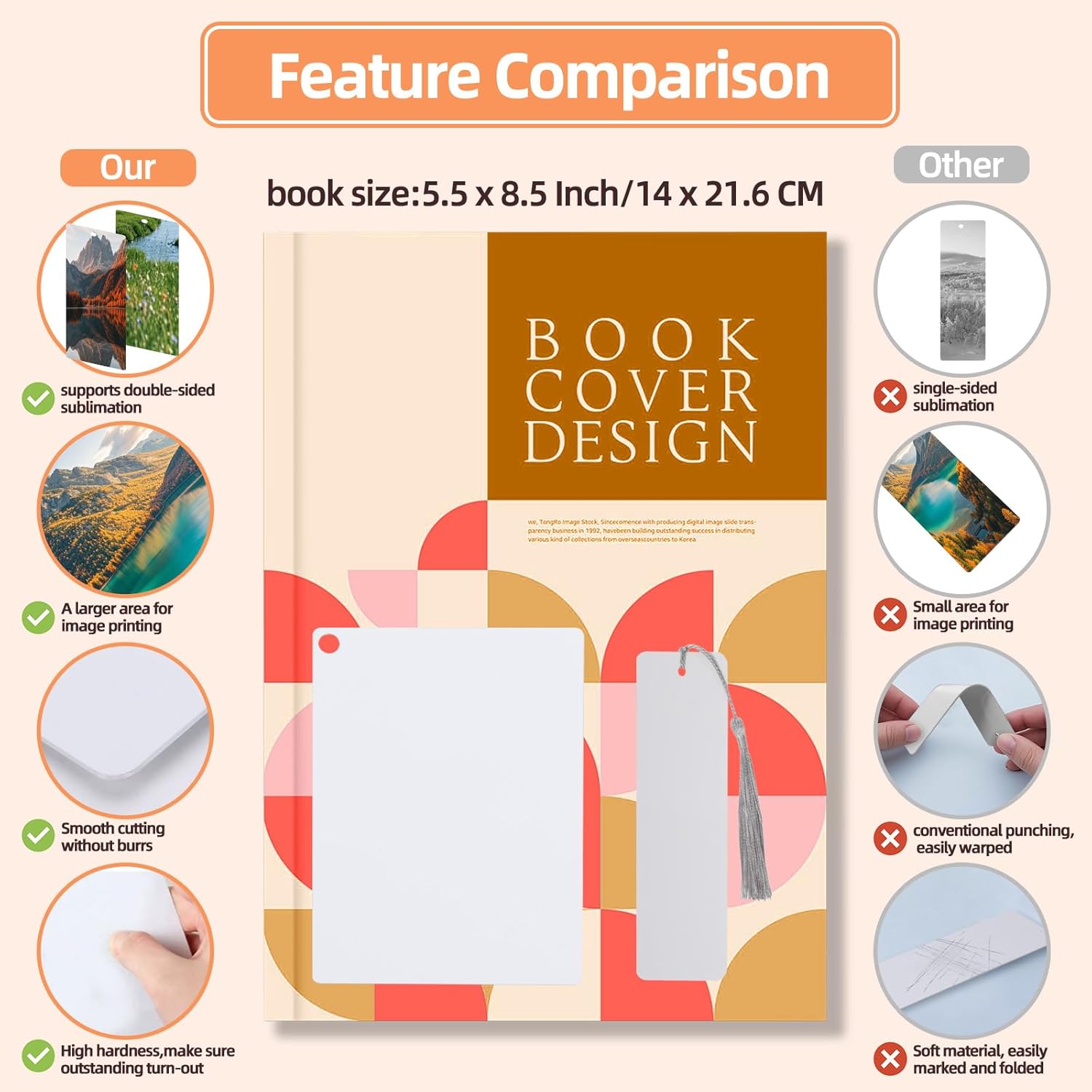Sublimation Bookmarks Blank Aluminum 50 PCS 2.5x3.5 Inch Metal 1MM Thick Larger Bookmark for Double-Side Heat Transfer