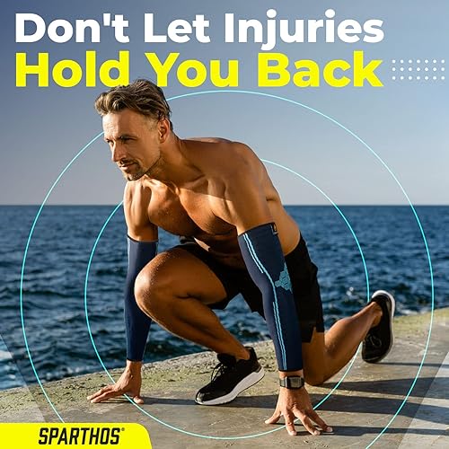 Miniatura 6 de Sparthos Mangas de compresión para brazos, ayuda en la recuperación y apoya el estilo de vida activo, innovadora mezcla elástica transpirable