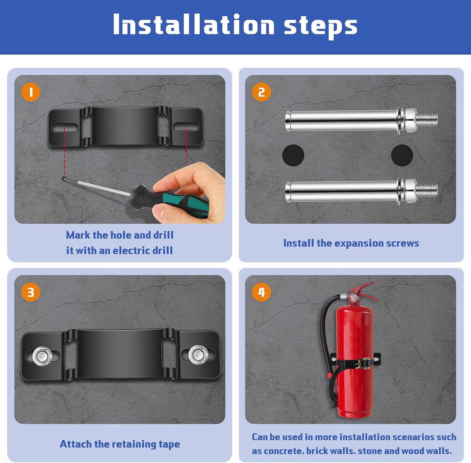 4 Pieces Propane Tank Holder & Mount Propane Tank Bracket Steel Nitrogen Wall-Mounted Bracket with Screws and Ratchet Belt for Installation of Various Gas Cylinders