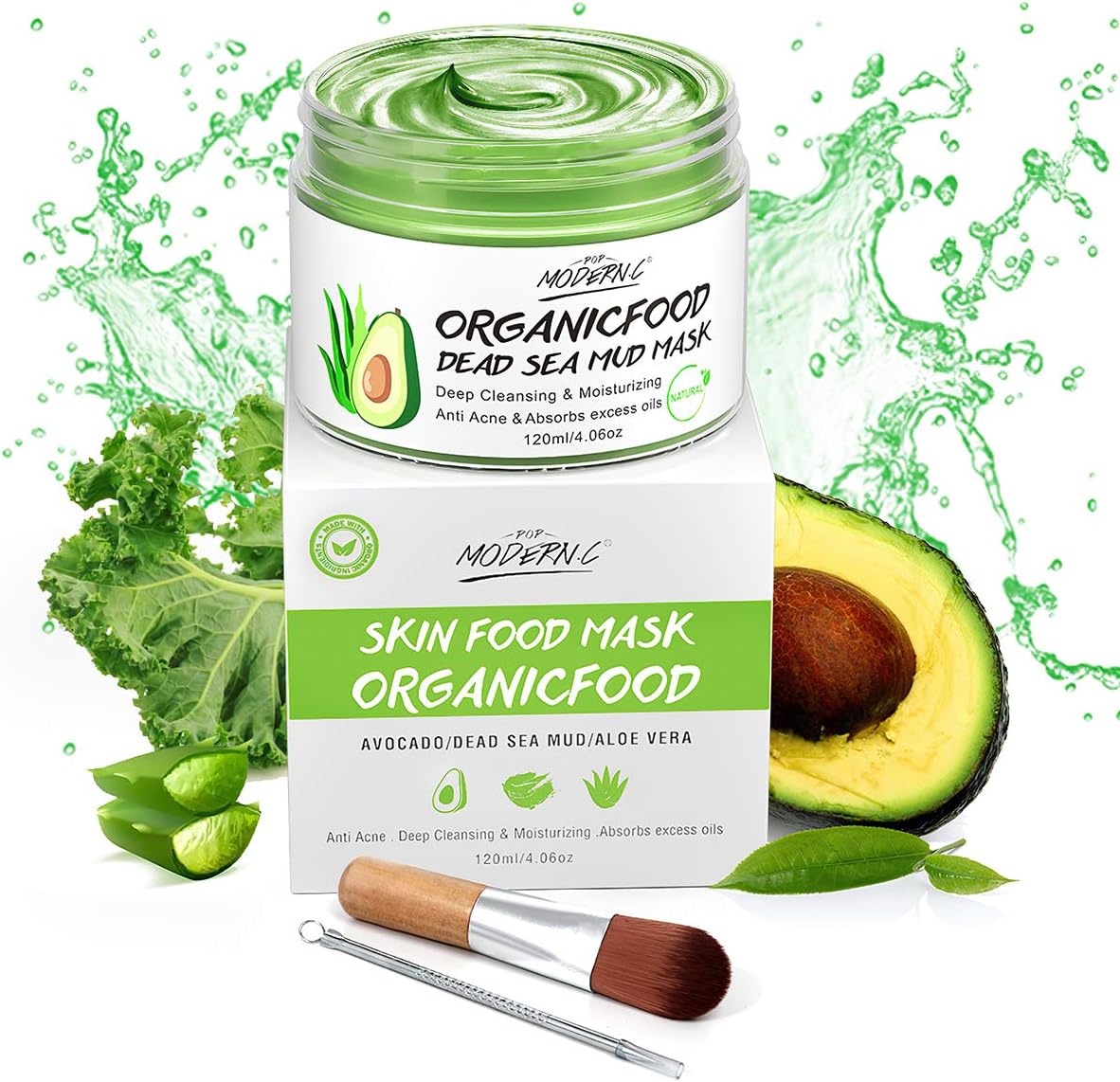 Clay Mask Avocado Dead sea Mud Stick Mask Natural Organic Green Tea Mud Mask Deep Cleansing Blackhead Removal Face Mask Nourishing Hydration Facial Mask With Blackhead Remover Extractor Tools (White)