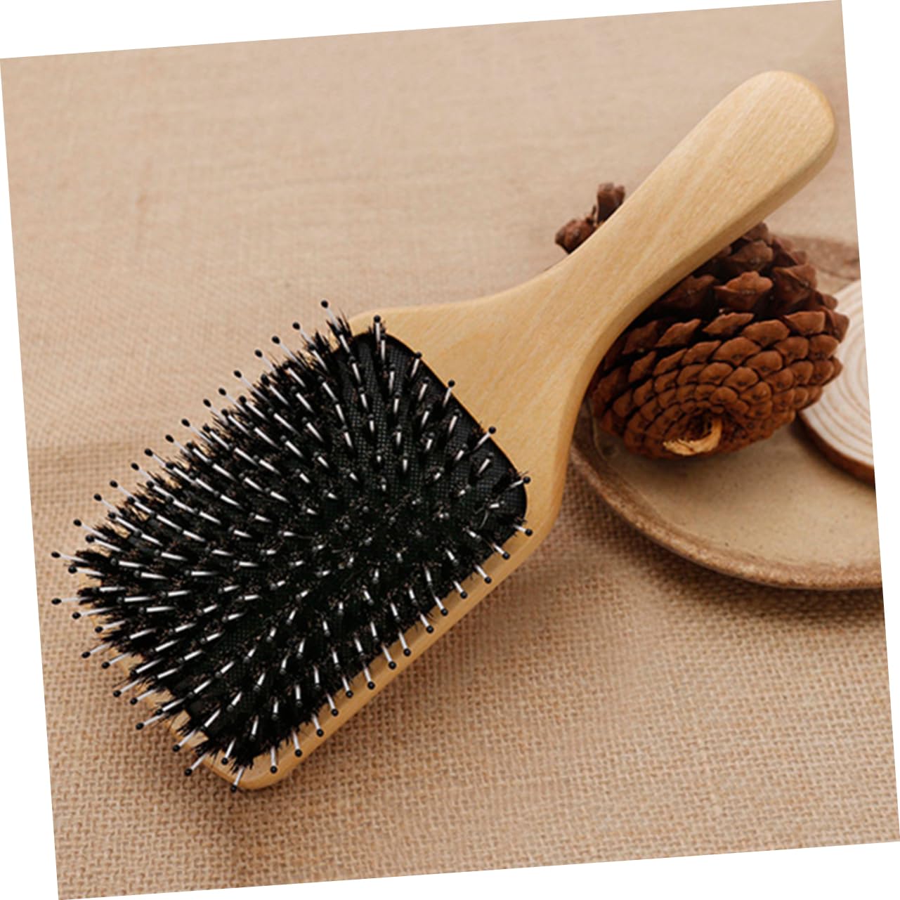 FRCOLOR 3piezas Cepillo De Masaje De Cerdas De Natural Para Peinar Cabello Rizado y Ondulado Cepillo De De Madera Para Hombres y Mujeres