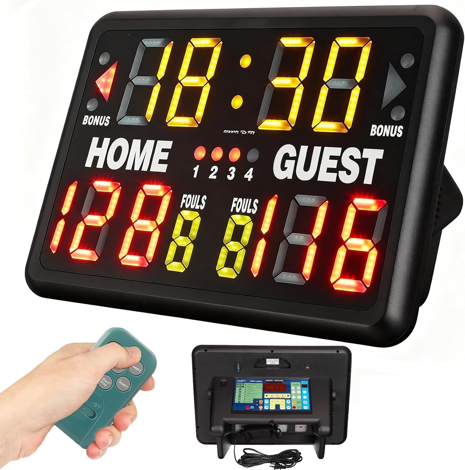 LED Digital Scoreboard, Portable Electronic Basketball Scoreboard with Timer Clock, Tabletop Score Keeper with Remote, Score Keeper for Outdoor Game, Badminton, Volleyball