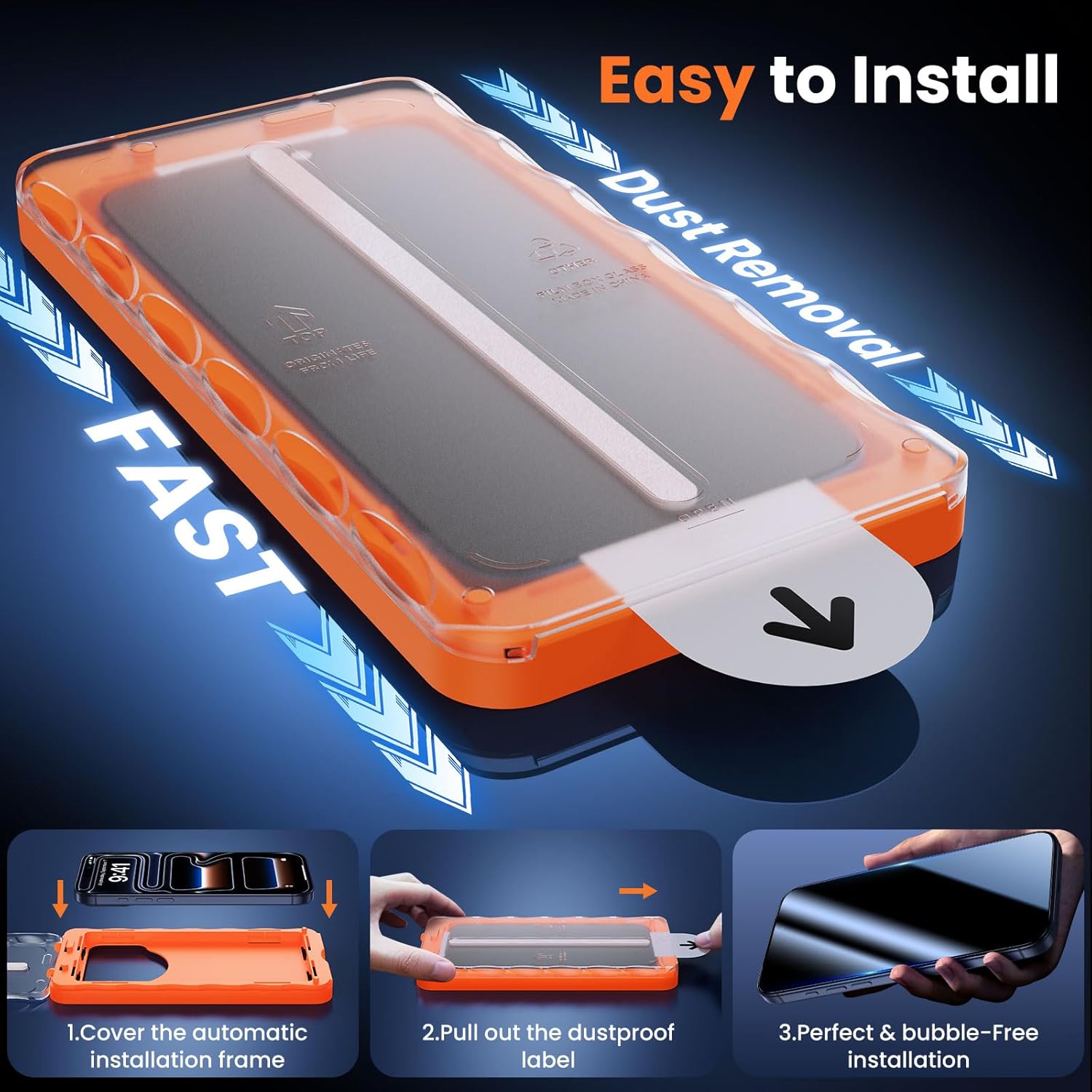 UniqueMe 2 Pack for iPhone 17 Pro Privacy Screen Protector - 6.3 inch [Military Grade Shatterproof & 9H+ Hardness] Privacy Screen 17 Pro Tempered Glass Full Coverage,Easy to install - Image 6