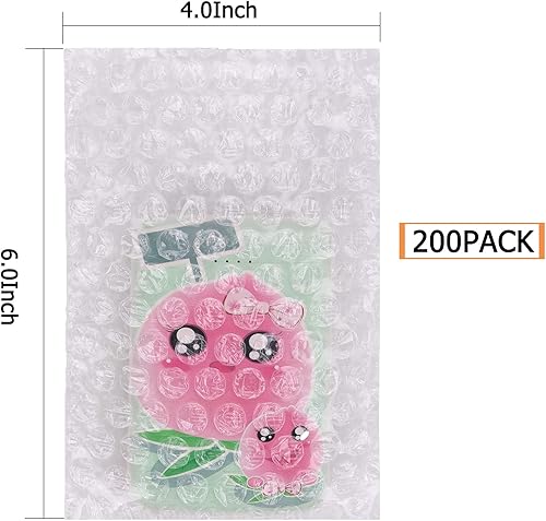 Miniatura 2 de Paquete de 200 bolsas de burbujas de 4 x 6 pulgadas, bolsas de embalaje acolchadas, bolsas de amortiguación de doble pared, bolsas de espuma gruesa