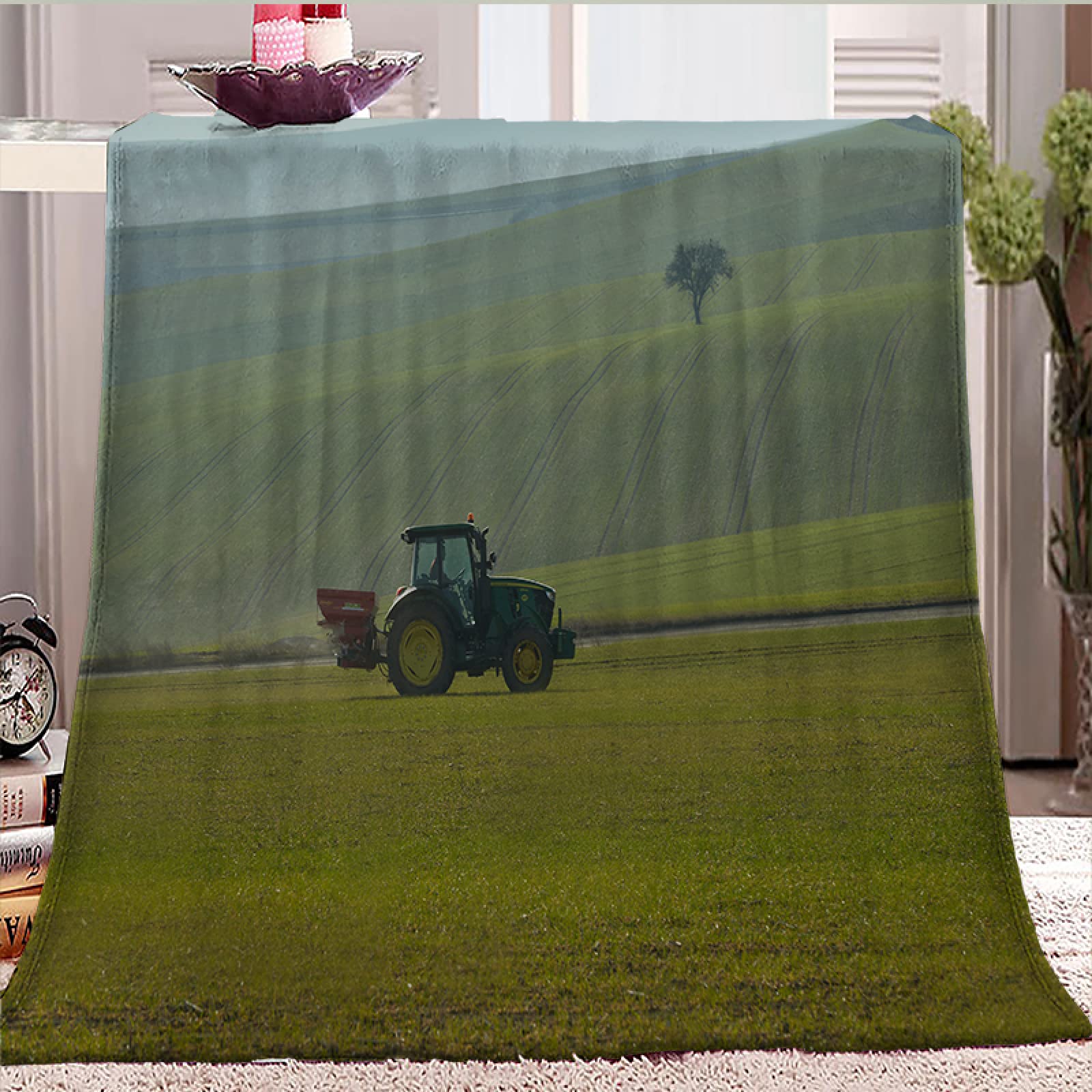 Couverture pour cadeaux toutes saisons en peluche verte douce