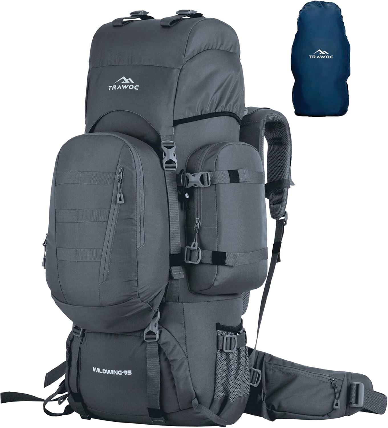 TRAWOC WILDWING 95L Internal Frame Travel Backpack with Detachable Daypack/Camping Hiking Trekking Bag Large Rucksack for Men & Women TRAWOC WILDWING 95L Internal Frame Travel Backpack with Detachable Daypack/Camping Hiking Trekking Bag Large Rucksack for Men & Women