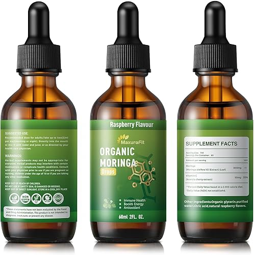Miniatura 8 de Gotas líquidas de hoja de moringa pura, extracto de Moringa Oleifera gotas líquidas con vitamina C para apoyo inmunológico, antioxidante, salud