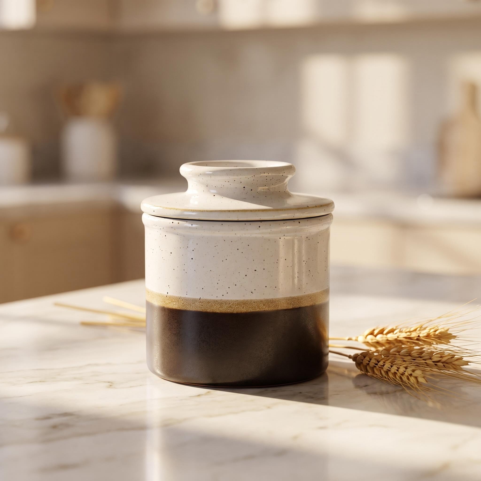 Keramik Butter Topf Für Theke Mit Wasser Linie Weiß Braun Butter Keeper Französisch Butter Dish Porzellan Butter Halter Mit Wasser Linie Butter Tasse