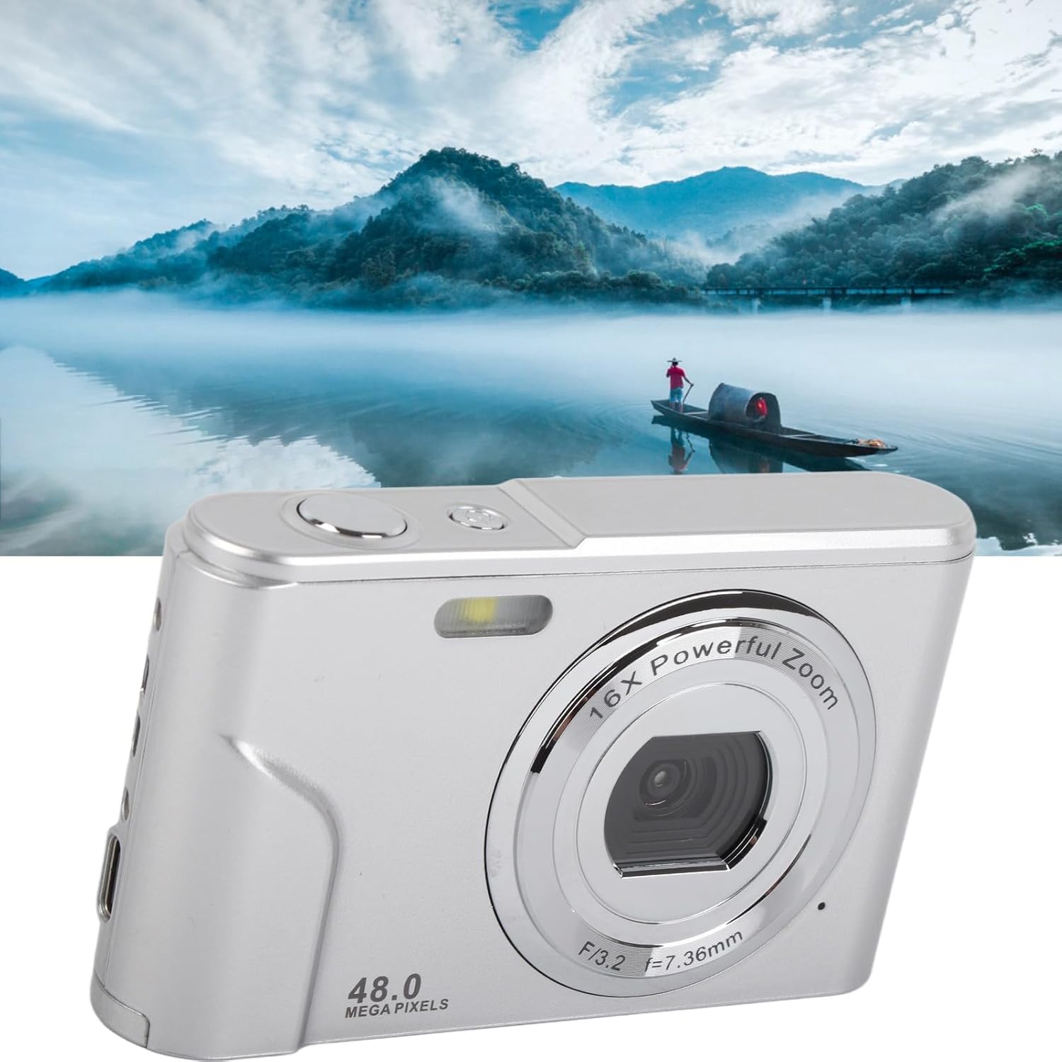 CCYLEZ 16X Digital Camera, Auto Focus Camera, Mini Compact Camera Portable, Thin Camera with 2.4 inch Display, Supports Portrait Smile Face Catch, Auto Beauty, for Travel